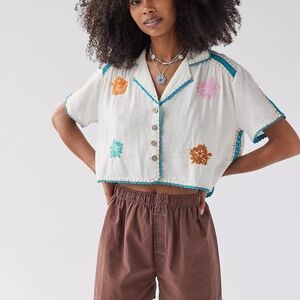 UO Rowan Embroidered Button Down